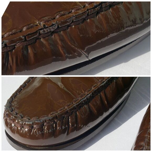 Louis Vuitton Brown Mini Lin Monogram Patent Loafers Size 41 - Picture 15 of 16